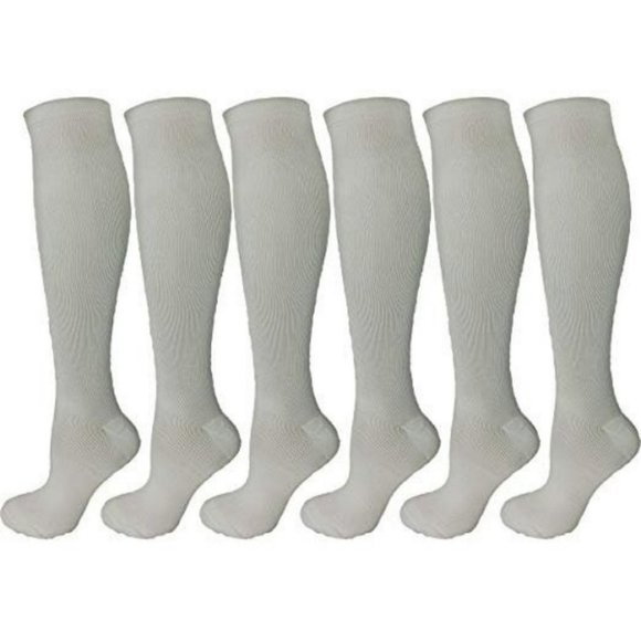 6 Pair White Small/Medium Ladies Compression Socks - Picture 1 of 4